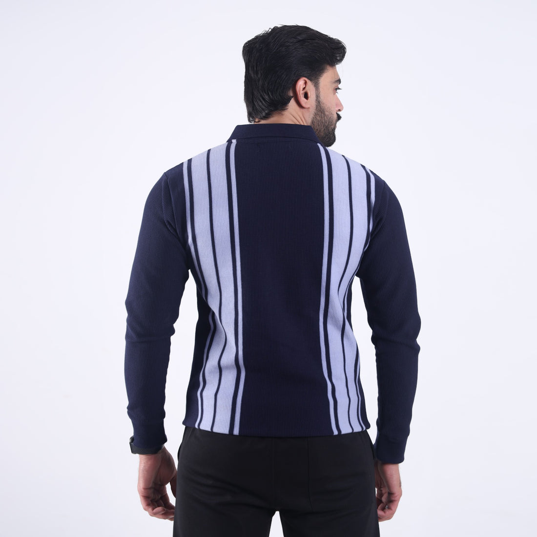 Sweat-shirt | Midnight Blue with Azure Stripes